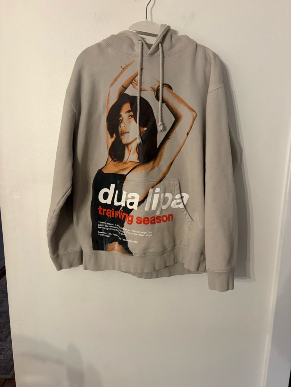 Dua Lipa Graphic Hoodie in Light Gray